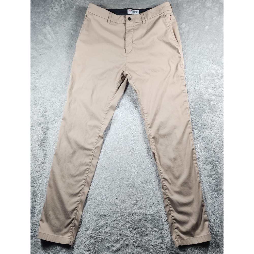 Birddogs Pants Men 32x34 (Fit 31x32) Beige Stretch Slim Tapered Golf Casual Wear